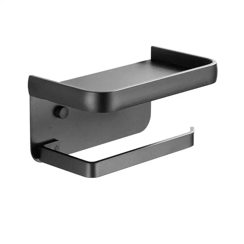 Decorbites aluminum black matte tissue holder with phone shelf and toilet paper rack for bathroom use
