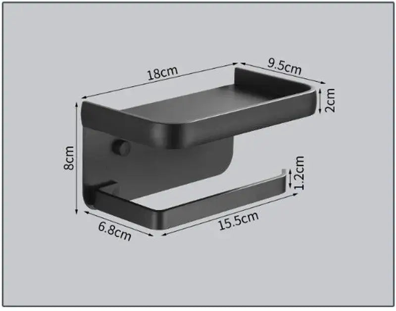 Decorbites aluminum black tissue holder with phone shelf and matte metal toilet paper rack for bathroom use