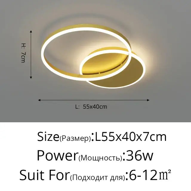 Decorbites aluminum circle led chandelier ceiling light with modern gold-toned interlocking circular rings
