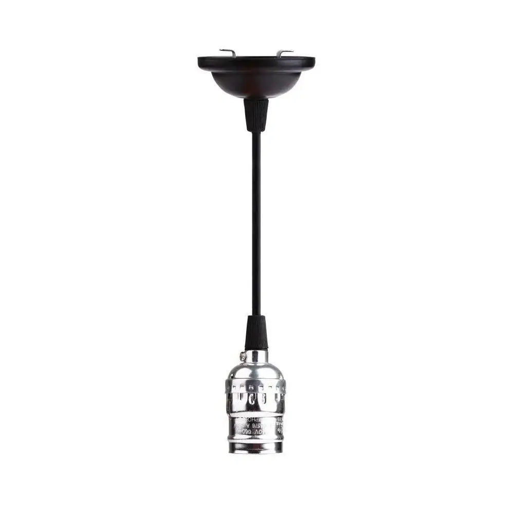 Black and chrome industrial style aluminum lamp holder pendant light with a sleek minimalist design by DecorBites