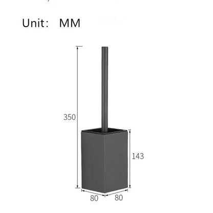 Decorbites aluminum gray white toilet brush holder set with black rectangular brush holder and matching cylindrical handle