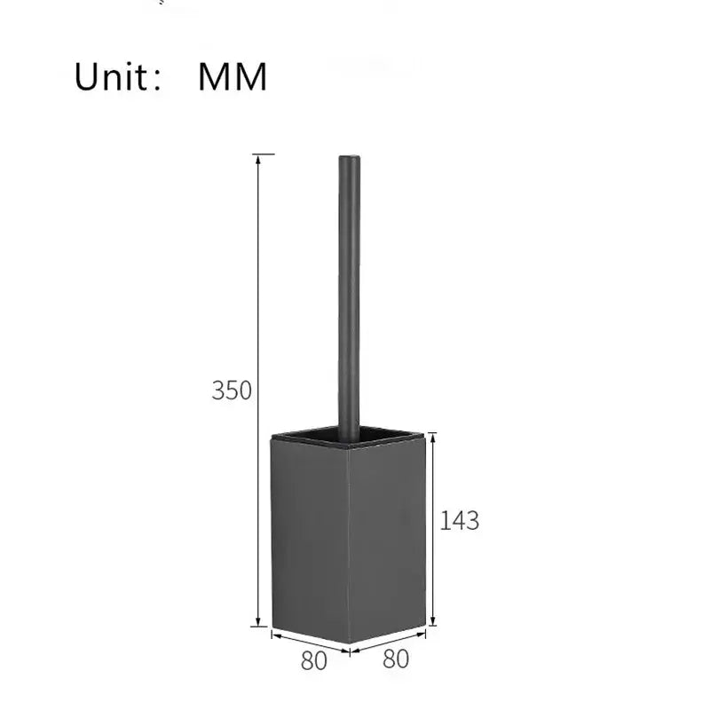 Decorbites aluminum gray white toilet brush holder set with black rectangular brush holder and matching cylindrical handle