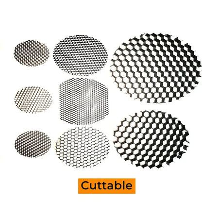 Black aluminum honeycomb downlight grill panels in various sizes for decorbites™ spot lighting fixtures