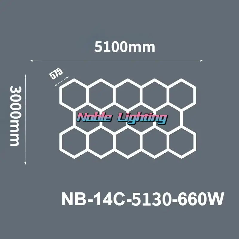 Decorbites™ white aluminum housing hexagon led light bar 5100mm by 3000mm model nb-14c-5130-660w honeycomb lamp