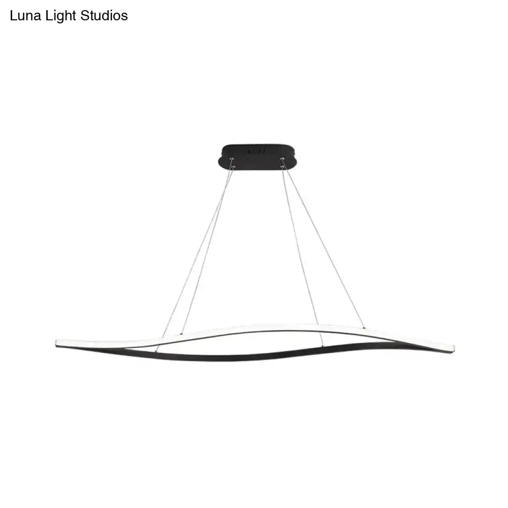 Modern black and white aluminum leaf drop pendant led island lamp with sleek curved design 110v-120v simplicity model