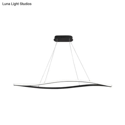 Modern black and white aluminum leaf drop pendant led island lamp with sleek curved design 110v-120v simplicity model