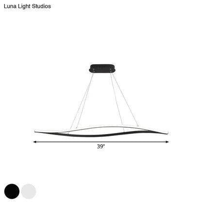 Modern black white aluminum leaf drop pendant led island lamp with sleek curved design 110v-120v DecorBites