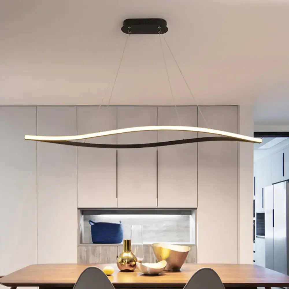 Modern minimalist DecorBites drop pendant lamp in black white aluminum with layered LED strip 110v-120v for island lighting
