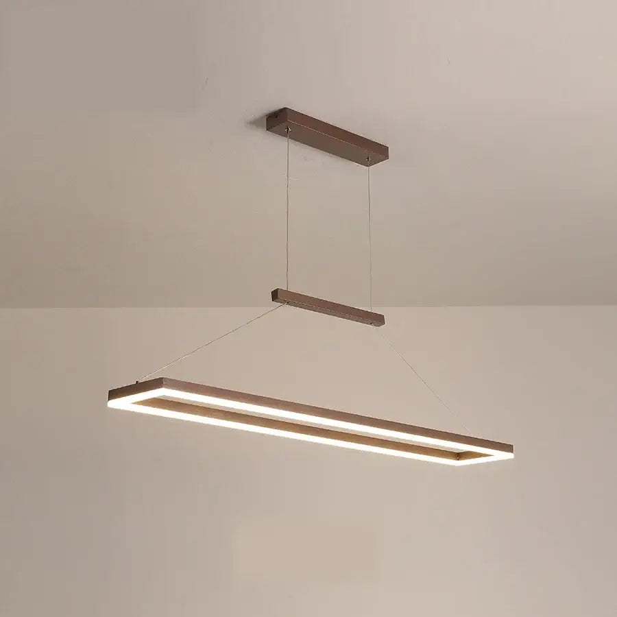 Modern decorbites™ aluminum led ceiling chandelier with sleek bronze frame and glowing white led strip for kitchen island