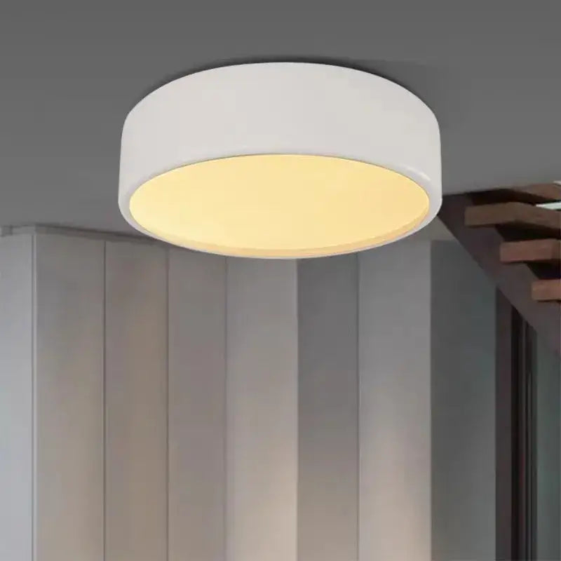 DecorBites aluminum led ceiling lamp with white circular design and warm yellow glow for dining and living rooms