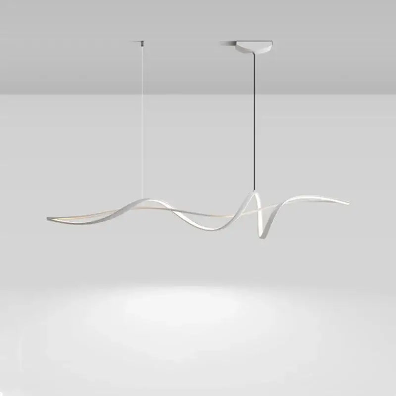 Modern white aluminum led chandelier with sleek flowing wave design for stylish indoor dining island decoration