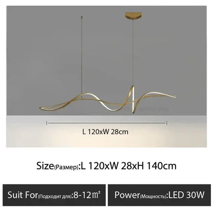 DecorBites™ aluminum led chandelier with modern gold-toned flowing arms for stylish indoor dining island lighting