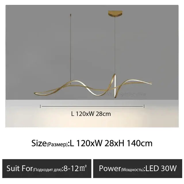 DecorBites™ aluminum led chandelier with modern gold-toned flowing arms for stylish indoor dining island lighting