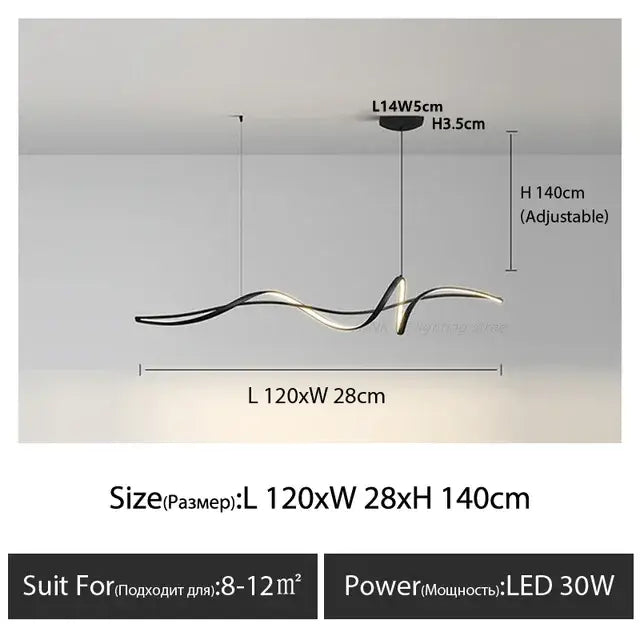Decorbites™ aluminum led chandelier in sleek white with wave-like design and adjustable height for modern indoor use
