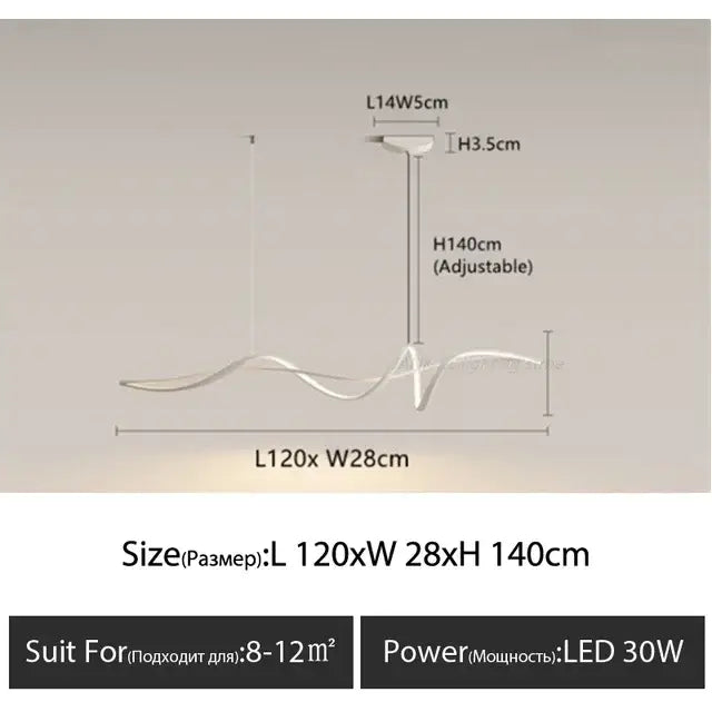 DecorBites™ aluminum led chandelier with flowing white metal design and adjustable height for modern indoor lighting