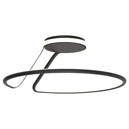 Modern black aluminum led chandelier with circular minimalist design for bedroom and kitchen lighting fixtures