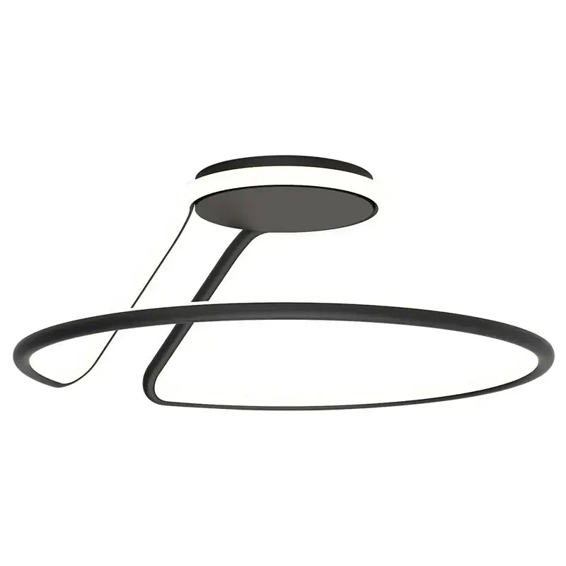 Modern black aluminum led chandelier with circular minimalist design for bedroom and kitchen lighting fixtures