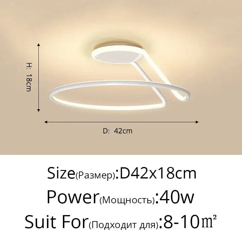 DecorBites™ aluminum led chandelier featuring modern white minimalist design with two interlocking circular rings