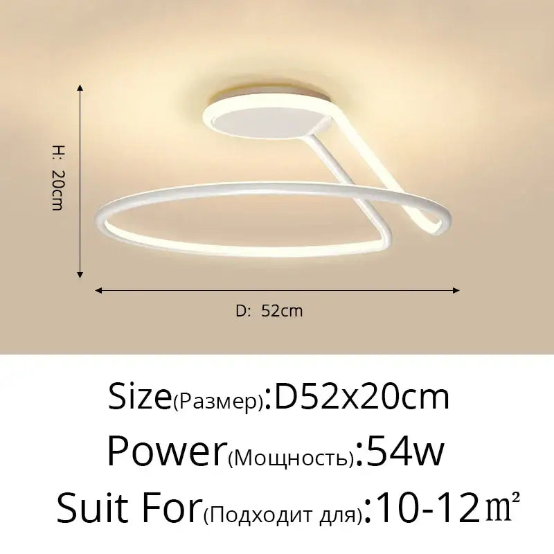 Modern white aluminum led chandelier with sleek minimalist interlocking rings for bedroom and kitchen lighting fixtures