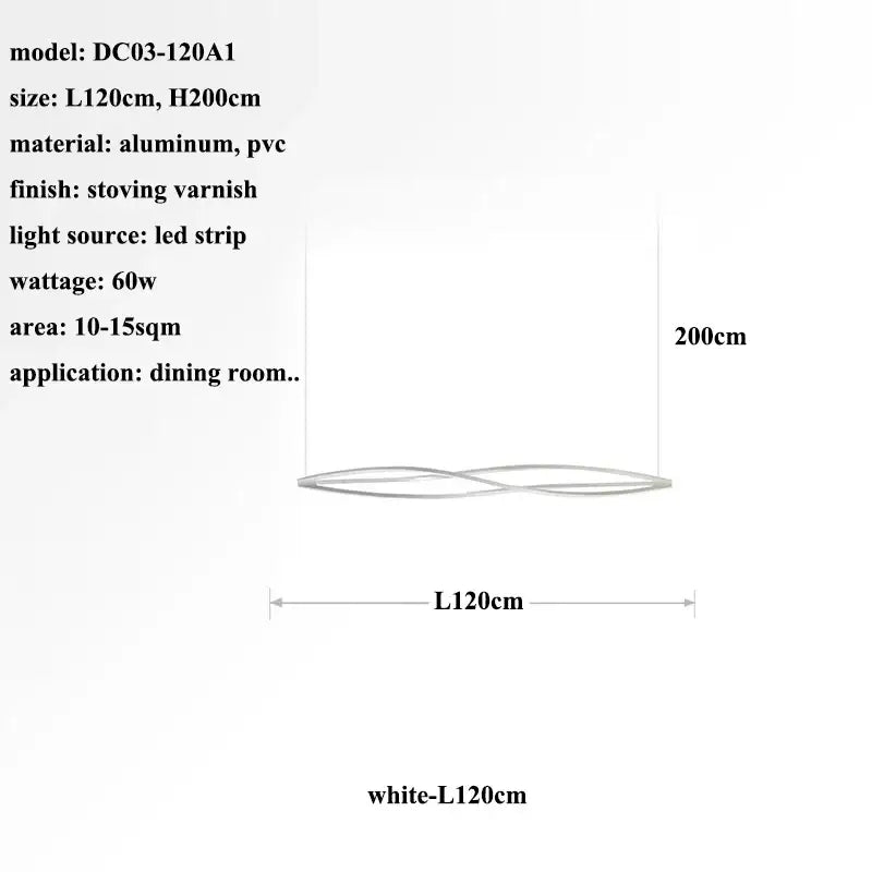 White modern aluminum led pendant lamp with sleek intertwined aluminum and pvc design for kitchen dining island lighting