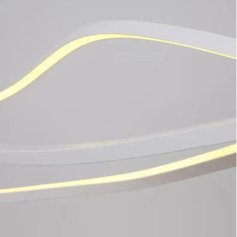 Decorbites™ modern minimalist aluminum led pendant lamp with sleek white curved arms and warm yellow lighting for kitchen island