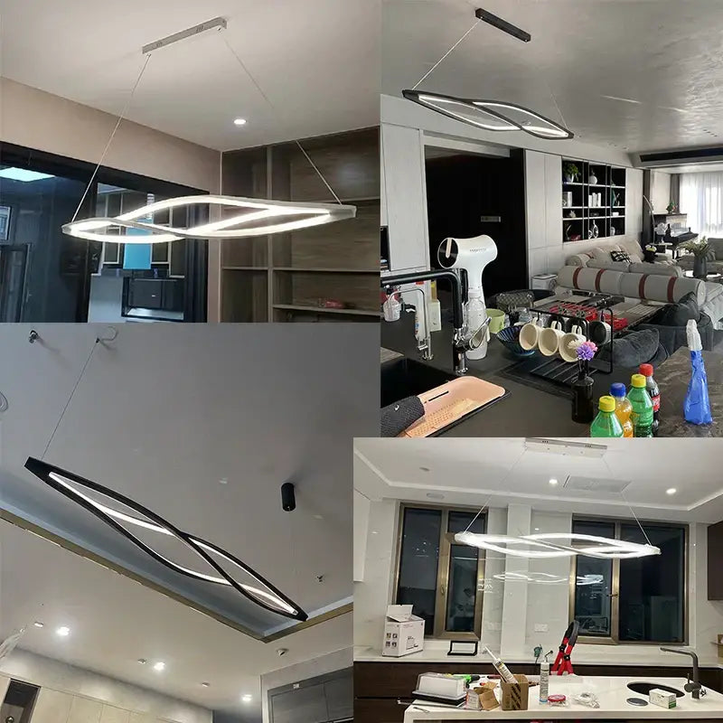 Modern minimalist aluminum led pendant lamp with sleek black and white geometric design for kitchen dining island lighting