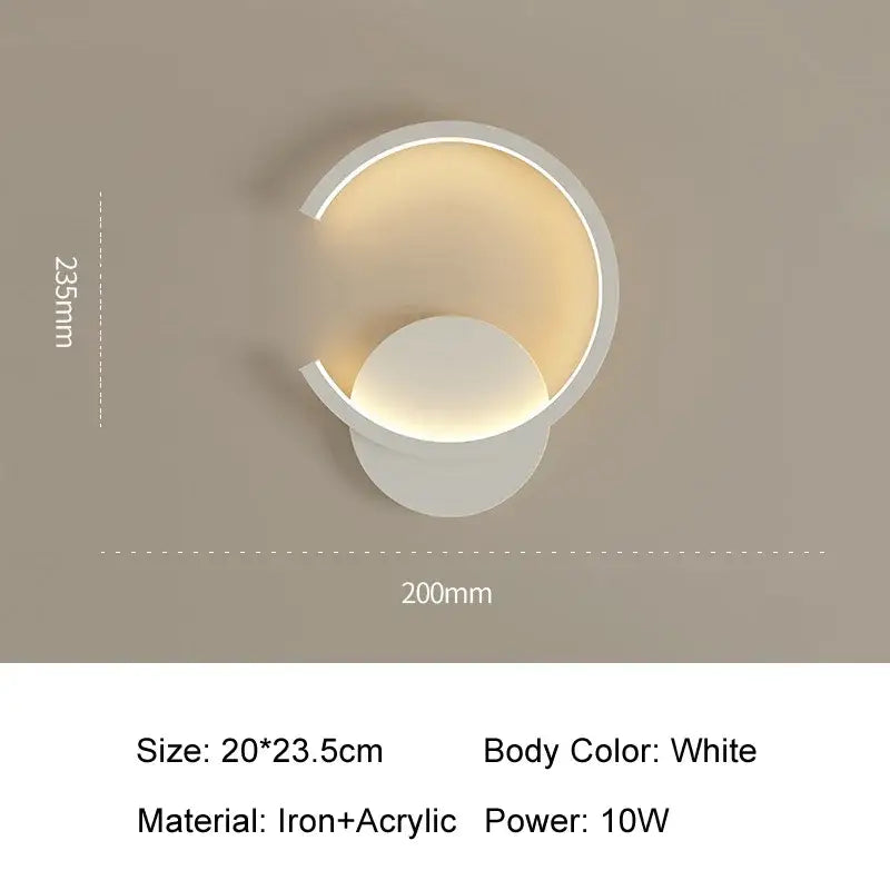 White modern wall lamp with sleek circular design made of iron and acrylic decorbites aluminum led wall lamp for home use