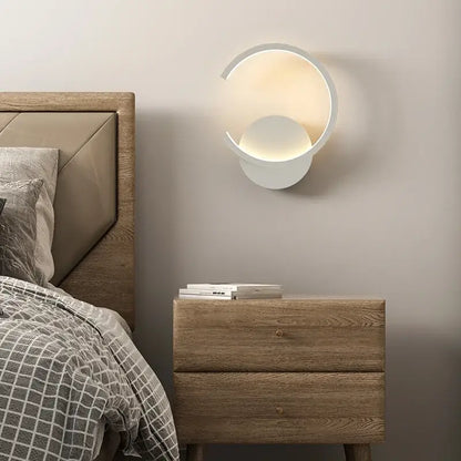 Modern white circular aluminum led wall lamp decorbites™ with minimalist design for bedroom living room stairs lighting