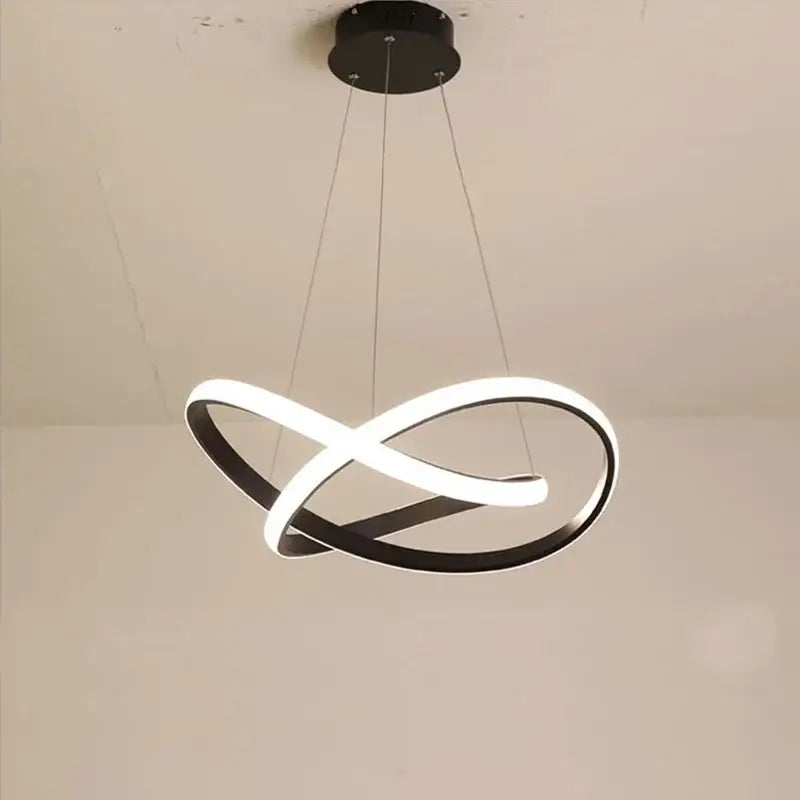 Modern decorbites aluminum line pendant light with infinity-shaped black and white led rings for dining room ceiling