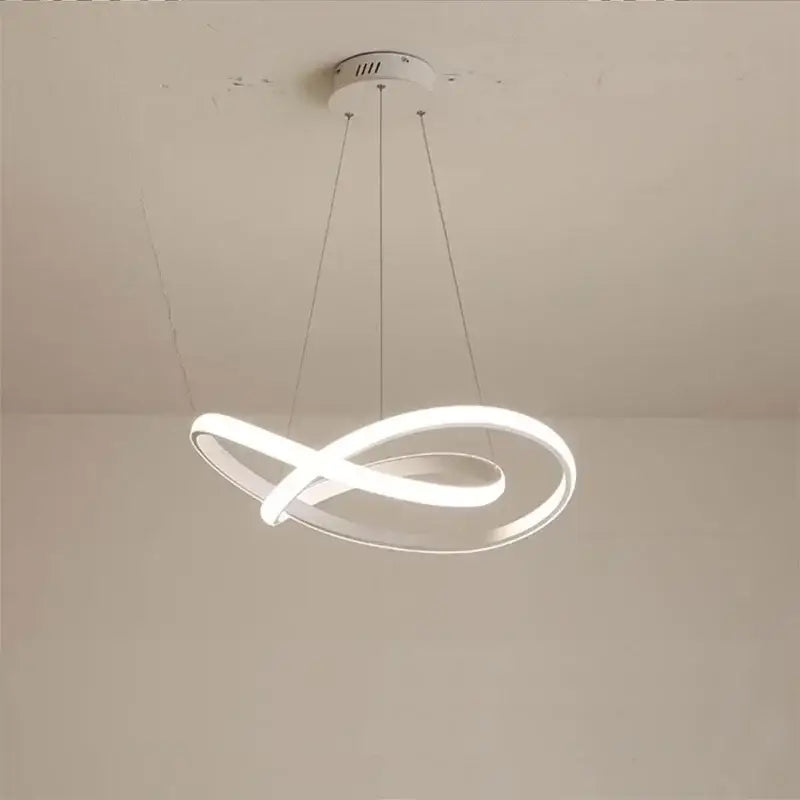 Decorbites aluminum line pendant light modern white led infinity loop pendant light for dining room ceiling