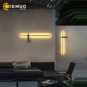 Modern minimalist decorbites™ aluminum outdoor wall sconce with sleek black frame and warm yellow led lighting for porch and patio