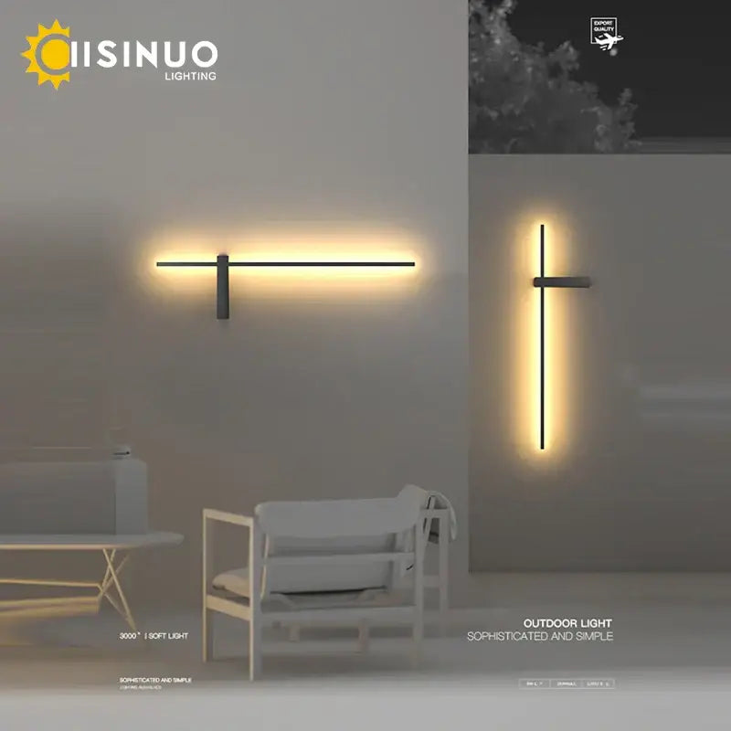 Modern minimalist decorbites™ aluminum outdoor wall sconce with sleek black metal frame and warm led lighting for porch and patio