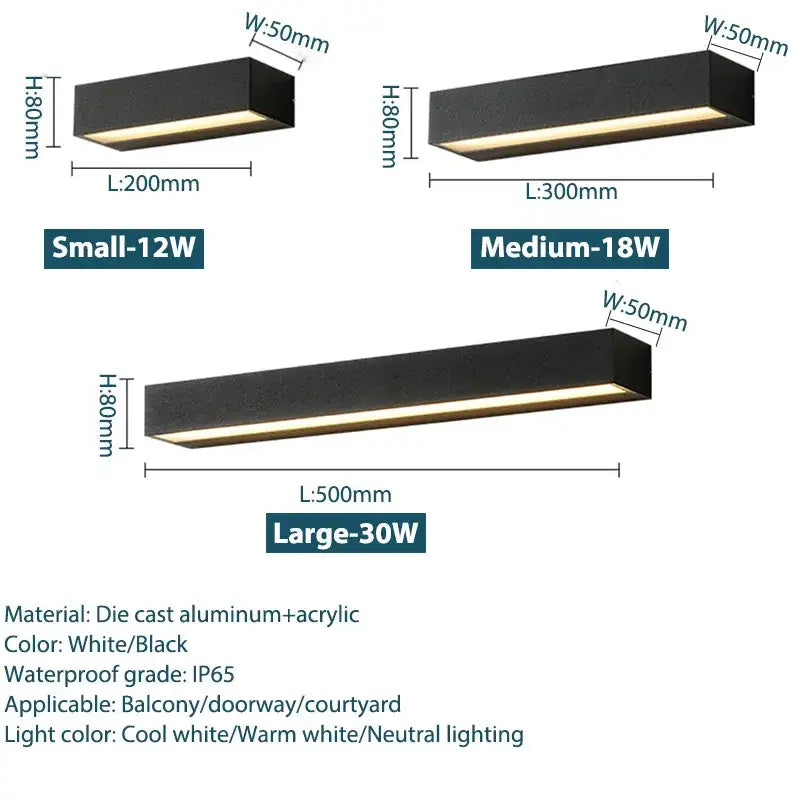 Decorbites aluminum outdoor wall sconces in black feature die-cast aluminum and acrylic design for outdoor wall lighting