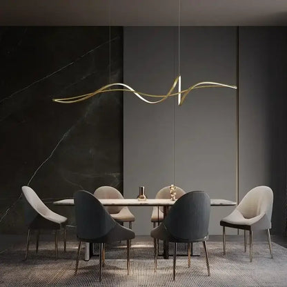 Golden wave-shaped decorbites aluminum pendant light chandelier for kitchen dining room decoration