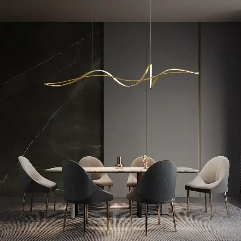 Golden wave-shaped decorbites aluminum pendant light chandelier for kitchen dining room decoration