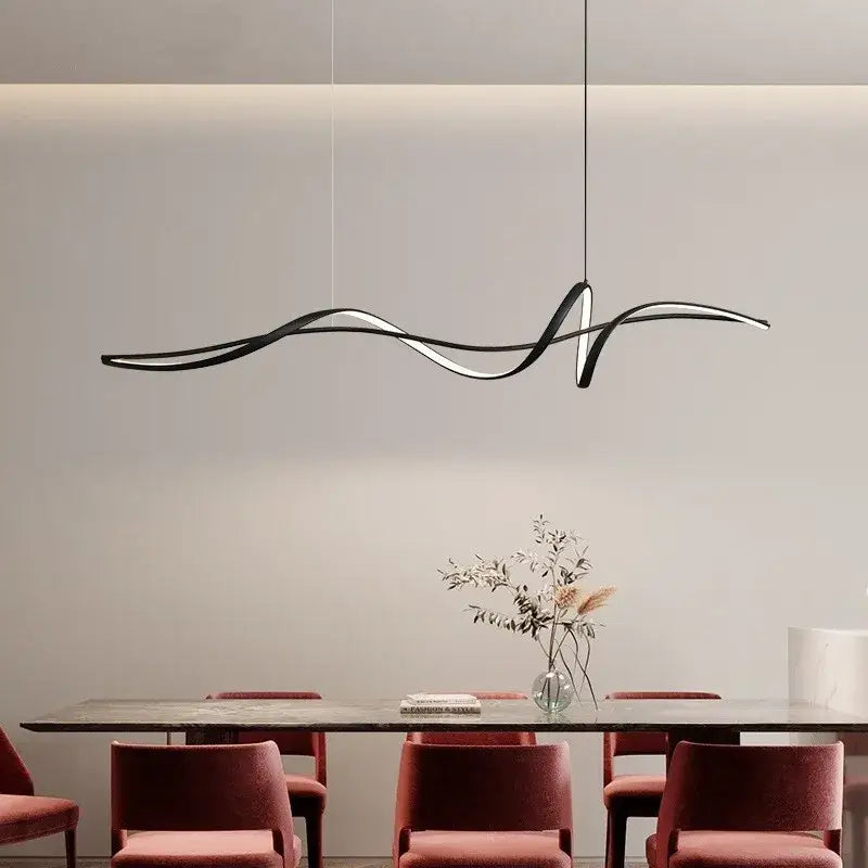 Black and white decorbites aluminum pendant light chandelier with sleek flowing design for kitchen and dining room decor