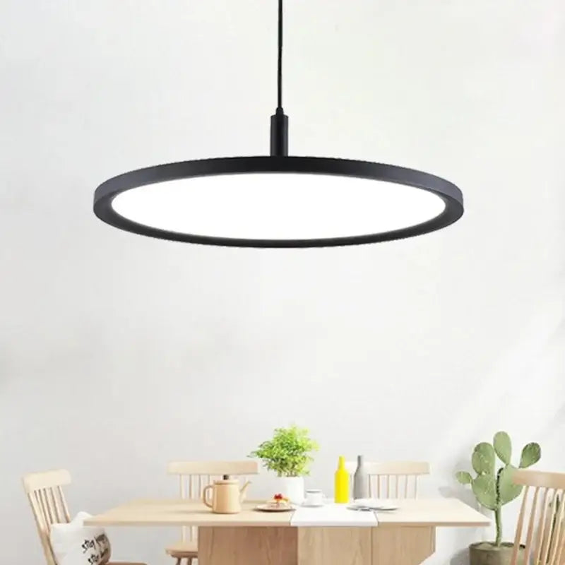 Black decorbites aluminum pendant light with minimalist design and bright white LED center for home and commercial use
