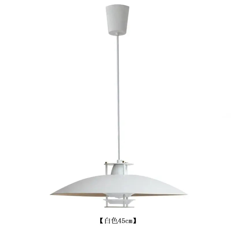 White decorbites aluminum pendant light with sleek conical fixture and wide disc shade for kitchen island lighting