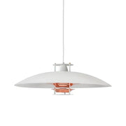 White and copper DecorBites aluminum pendant light with sleek modern design for kitchen island lighting