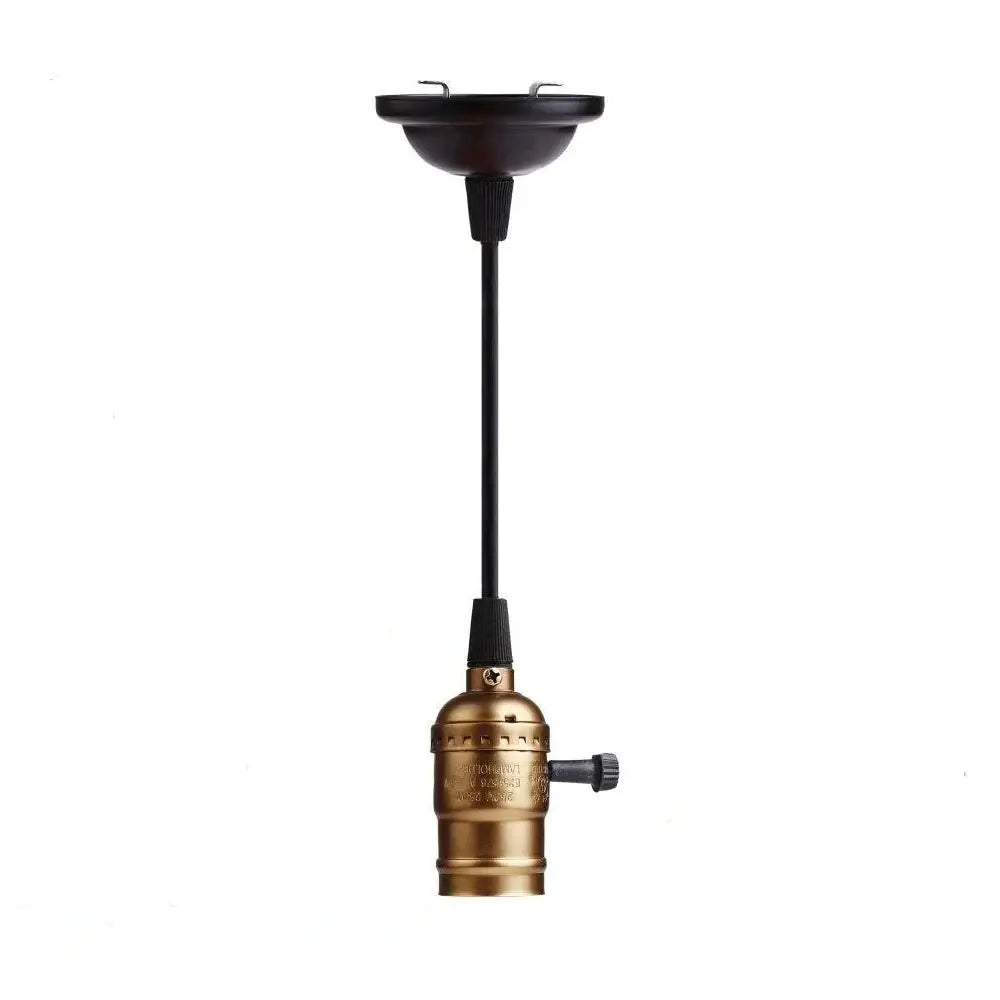 Antique brass pendant light fixture with black cord and aluminum shell e27 screw bulb holder with switch ceiling mount
