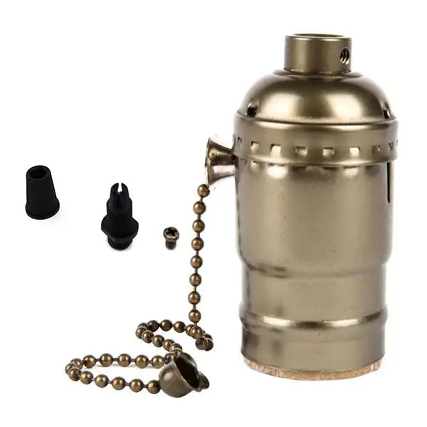 Antique brass-finished lamp shade pull chain with decorative cap for decorbites aluminum shell e27 screw bulb holder