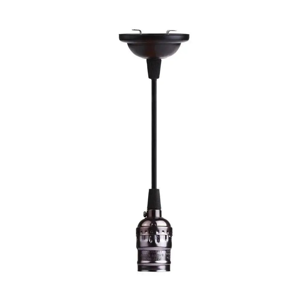 Black industrial pendant light with aluminum shell e27 screw bulb holder and matte metal base by DecorBites