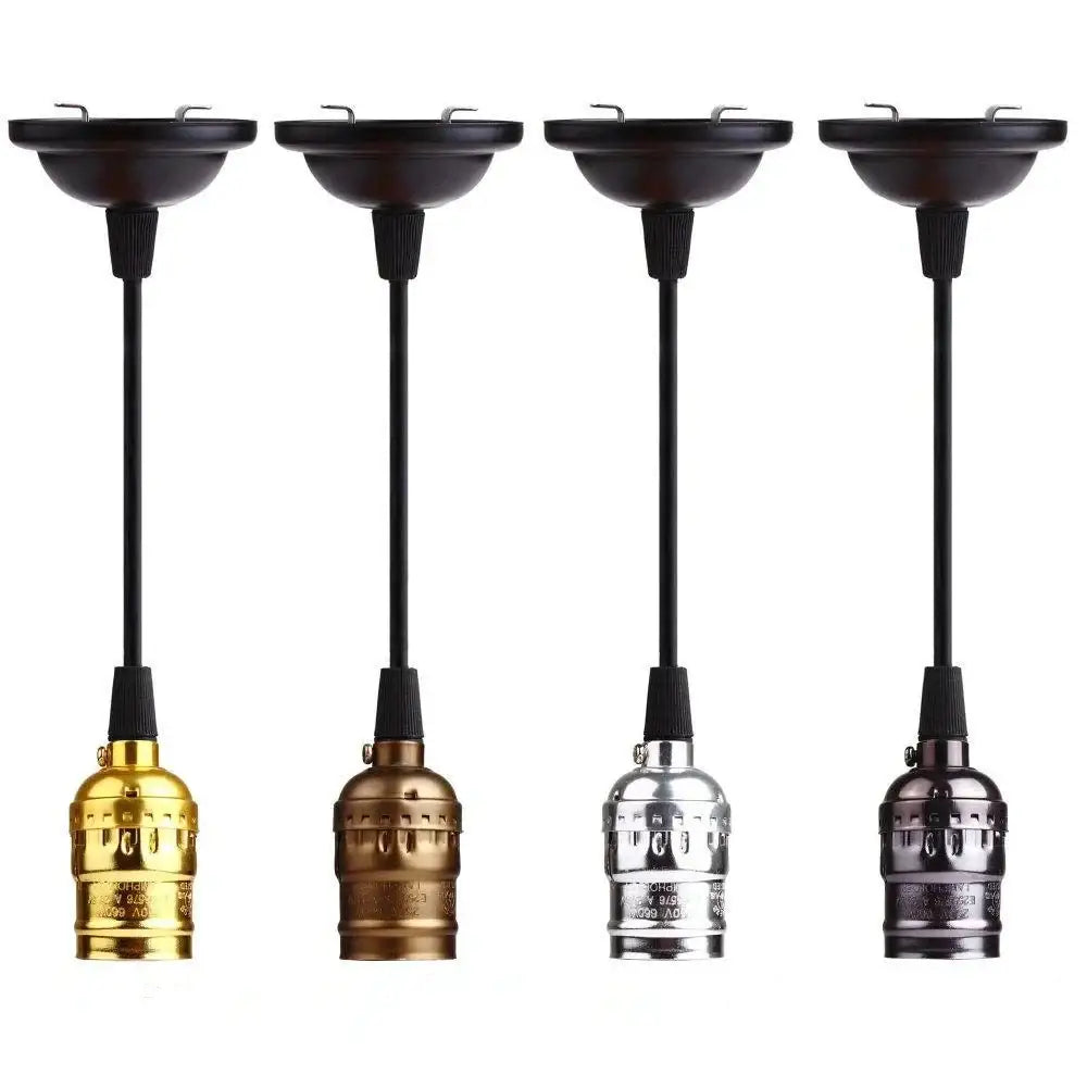 Four vintage-style decorbites™ aluminum shell e27 screw bulb holders with switch in gold bronze silver and dark chrome finish