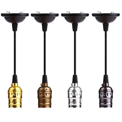 Four vintage-style decorbites™ aluminum shell e27 screw bulb holders with switch in gold bronze silver and dark chrome finish