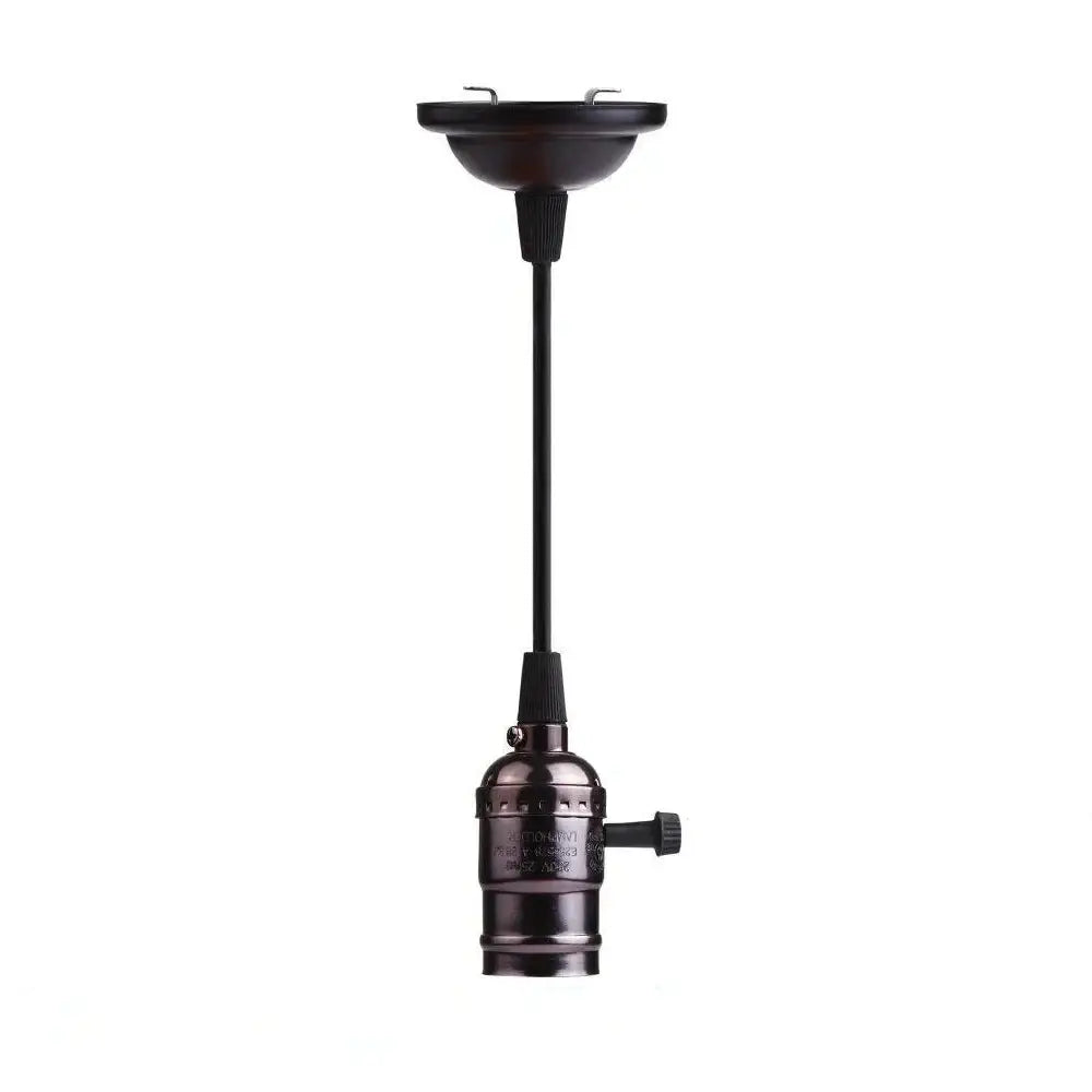 Black metal pendant light fixture with matte aluminum shell and adjustable height e27 screw bulb holder with switch