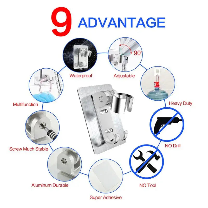 Stainless steel decorbites aluminum showerhead holder with adjustable angle and waterproof wall-mounted design