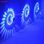 Decorbites aluminum spiral led blue wall lamp with circular light patterns for bedroom and living room use