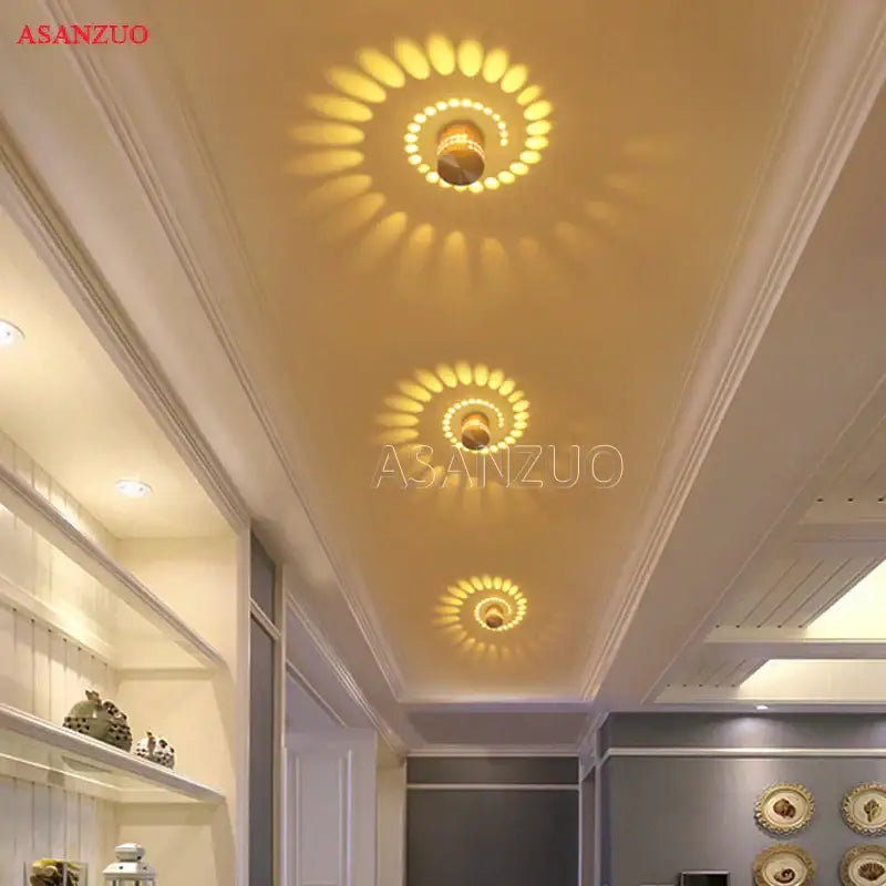 Gold-toned decorbites aluminum spiral led wall lamp with warm illumination for bedroom and living room decor