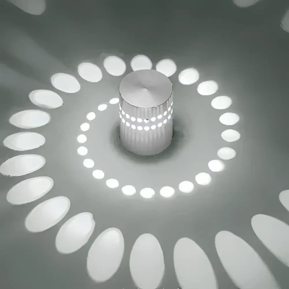 Silver metallic decorbites aluminum spiral wall lamp knob with textured ridges and circular aluminum spiral led lights