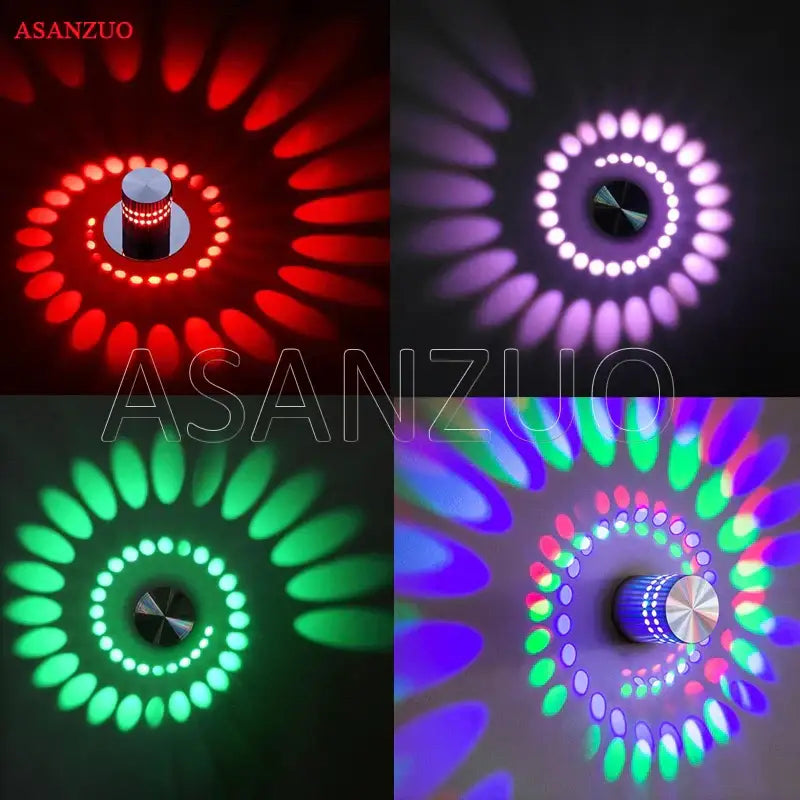 A sleek decorbites aluminum spiral wall lamp with metallic finish and vibrant aluminum spiral led light effects